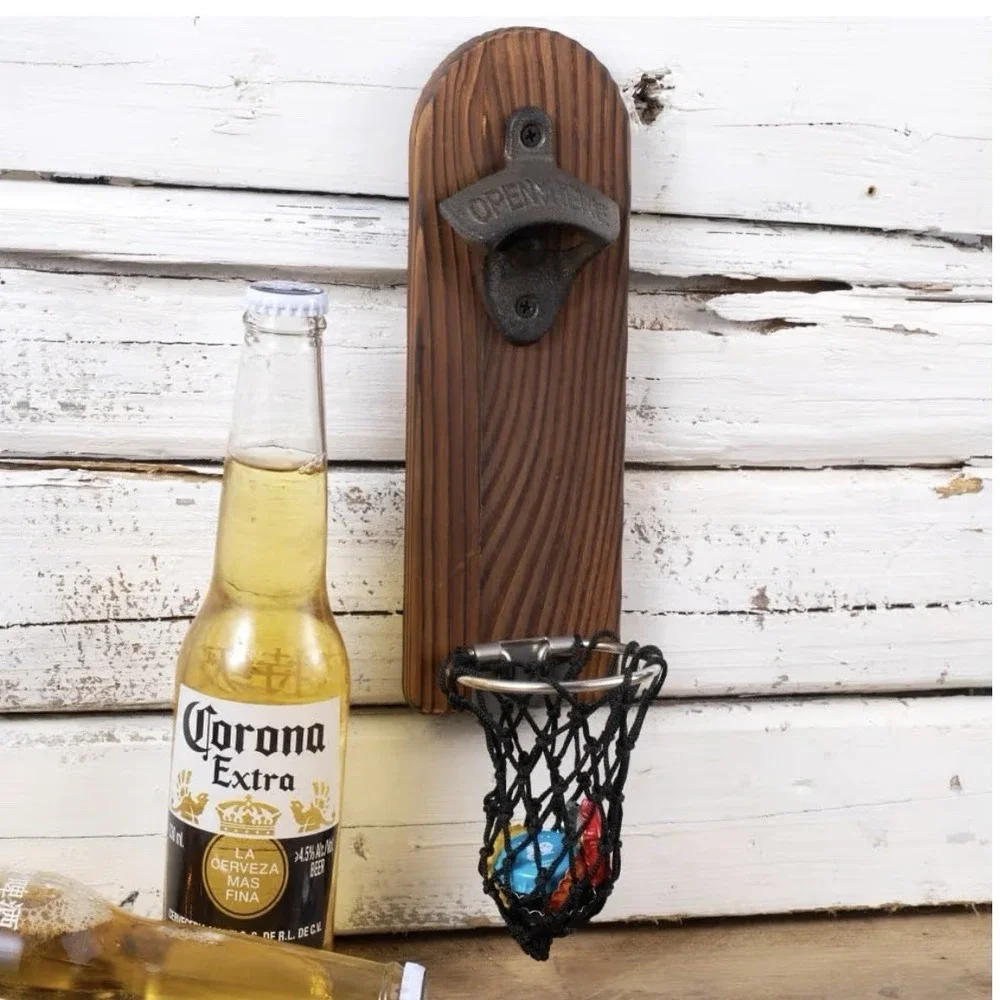 Magnetic Basketball Bottle‎ Opener Wooden Wall-mounted Beer Bottle Opener